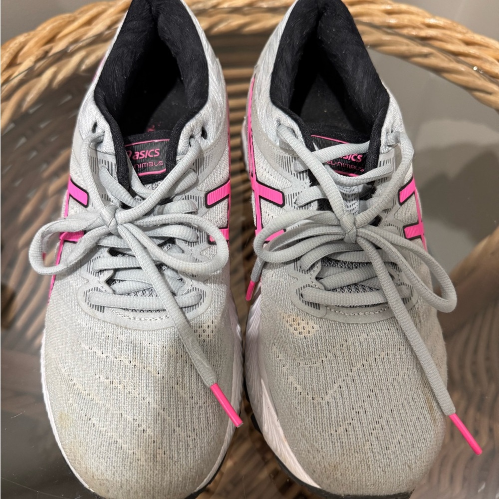 ASICS Women's Athletic GEL Nimbus Shoes in Gray and Pink